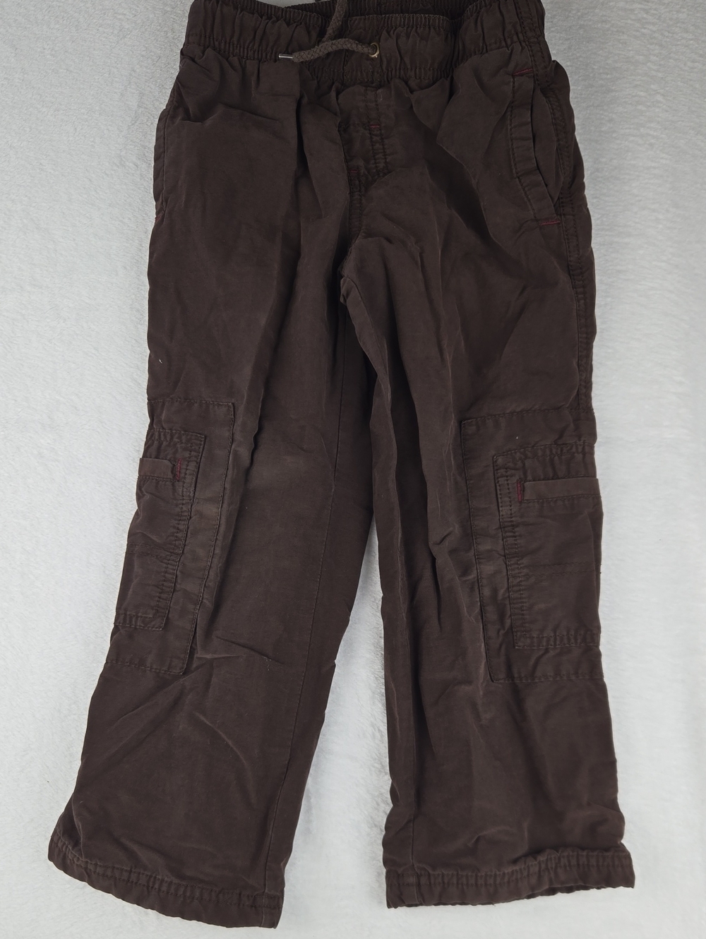 Gymboree Lined Brown Cargo Pants Size 5 Warm Side Pockets Elastic Drawstring